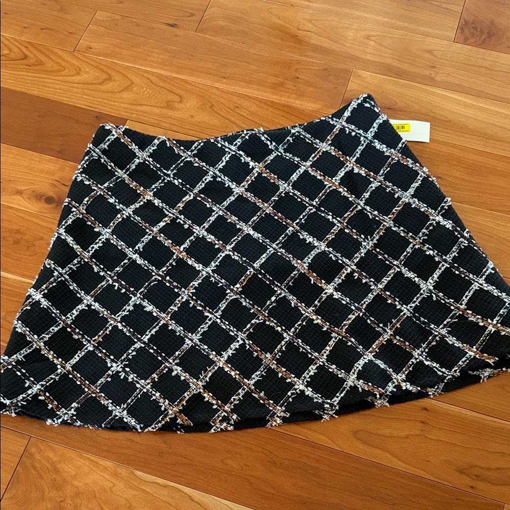 CeCe Black and White Plaid Mini Skirt